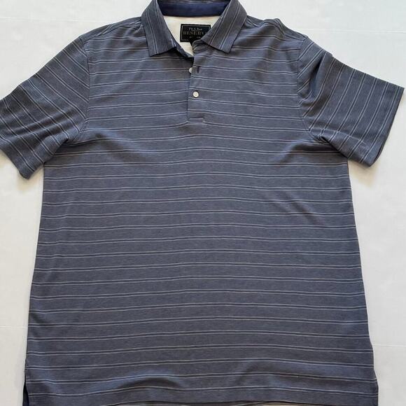 Jos. A. Bank Reserve Traditional Fit Short Sleeve Polo Shirt Blue/White Stripe M - Picture 5 of 11
